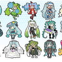 Chibis of all 18 types of Pokémon Miku!