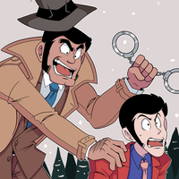 The Season's Greason's meme, but with Zenigata jumping onto Lupin's back.