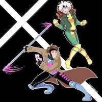 Fan art of Gambit and Rogue from X-Men.